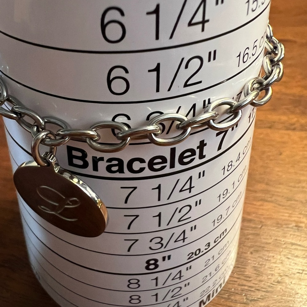 Stainless Steel L Initial Charm Bracelet - Picture 4 of 4